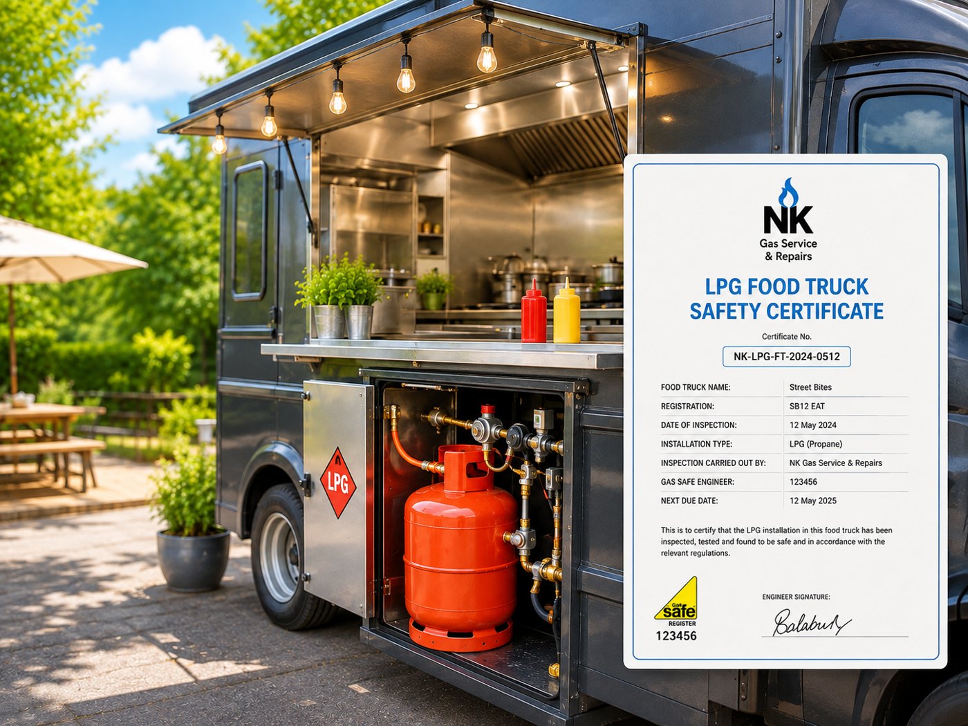 NK Gas mobile catering LPG safety certificate