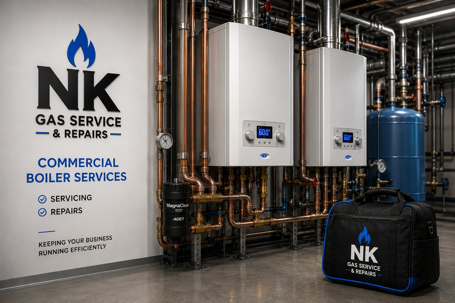 NK Gas commercial boiler plant room installation