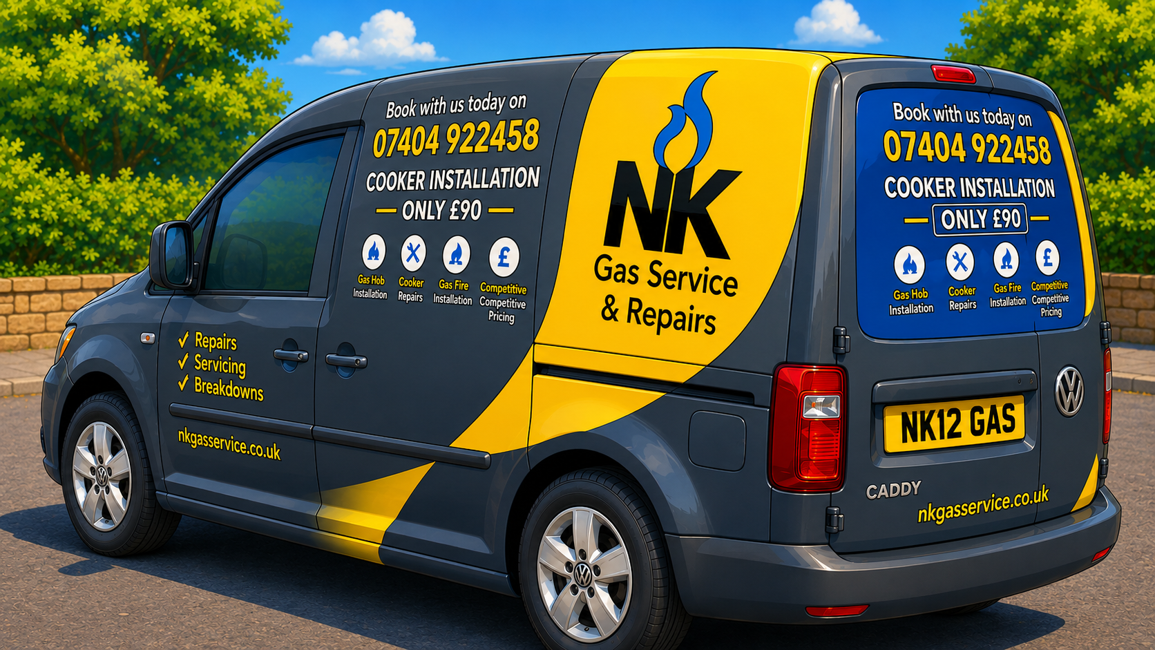 NK Gas Services branded van — Gas Safe registered #568305